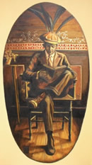 Abuelo Ram&oacute;n Salvador Serra Palma estudiando en casa - Pintora Victoria Andrea Mu&ntilde;oz Serra