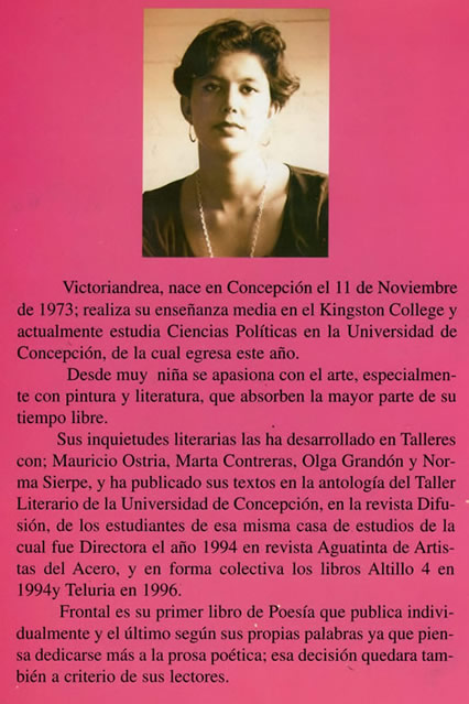 Libro de Poes&iacute;a "Frontal", Victoria Andrea Mu&ntilde;oz Serra (Victoriandrea)